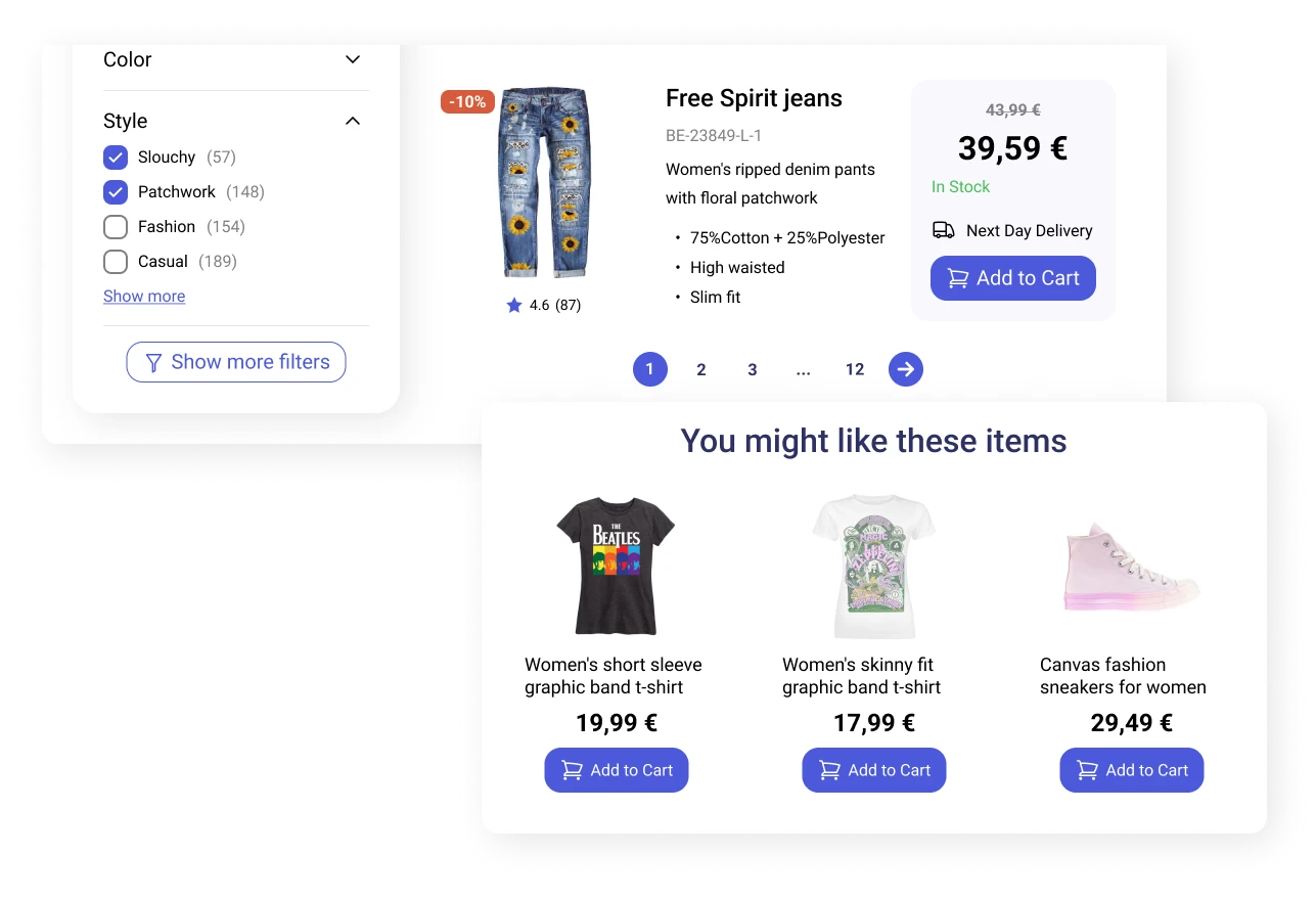 Personalized product offerings based on previous user actions