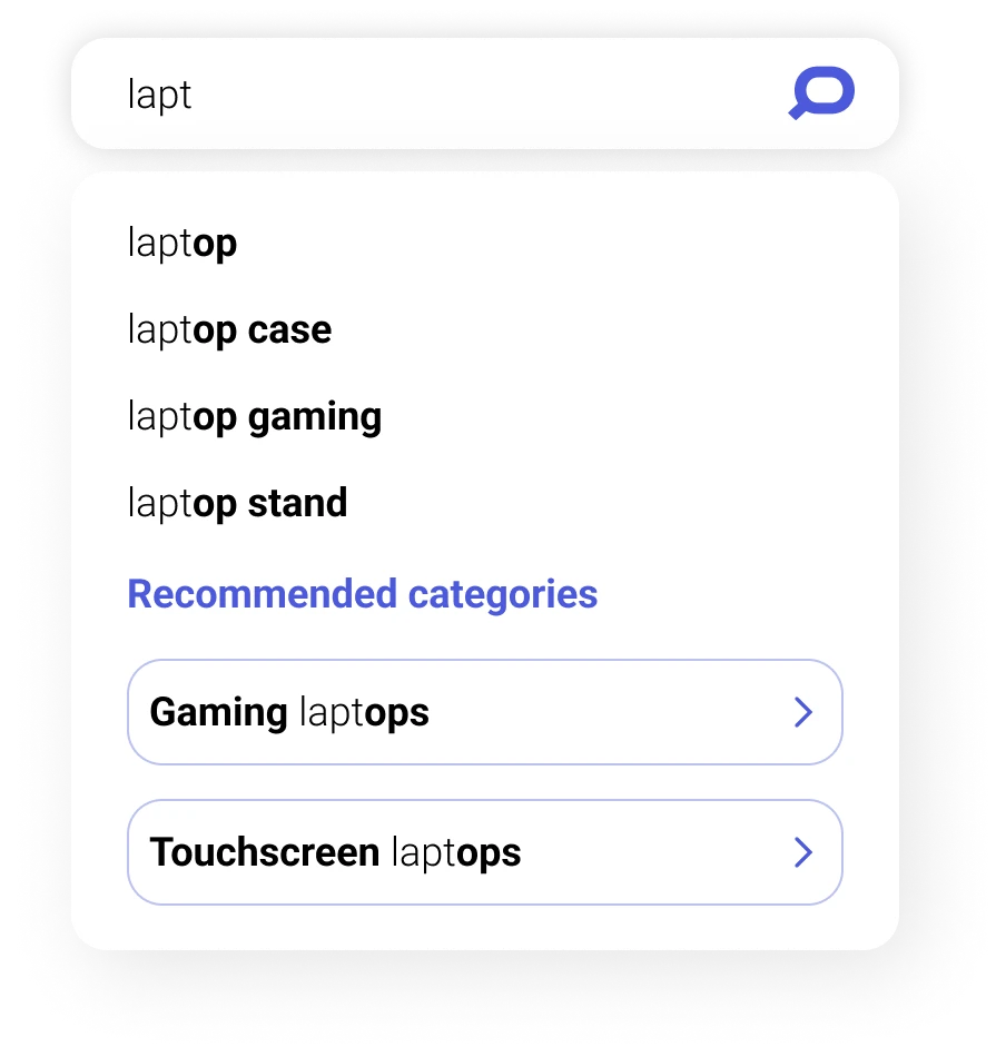 Category and Brand Suggestions feature enables shoppers to specify search intent with category recommendations.